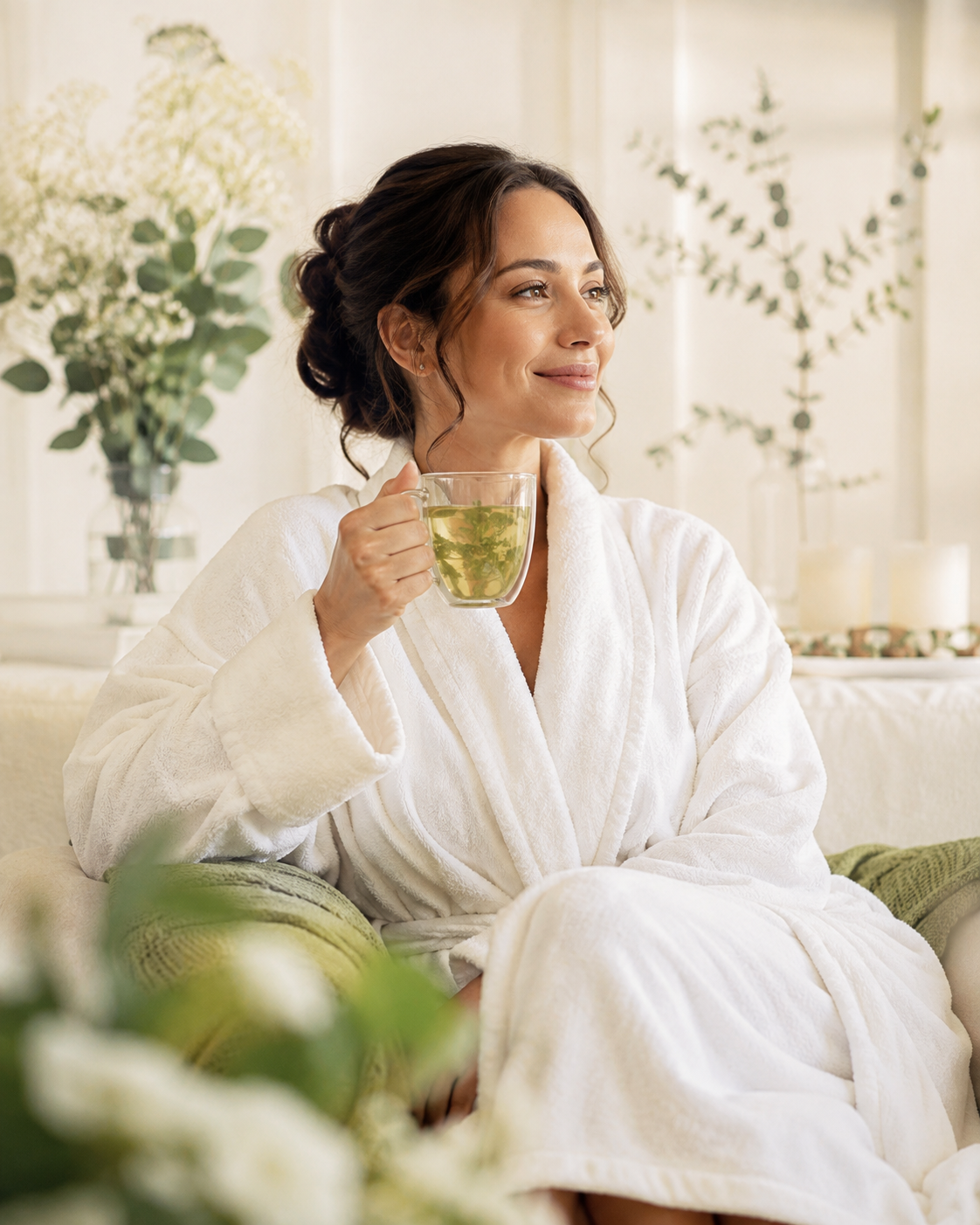 A quiet moment with a cup of herbal tea
